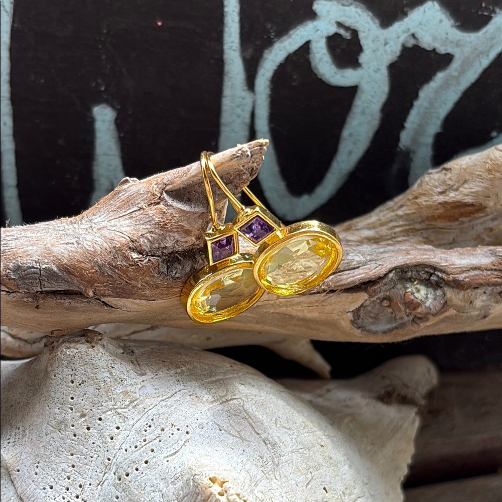 Elegant Gold and Purple Earrings NWT